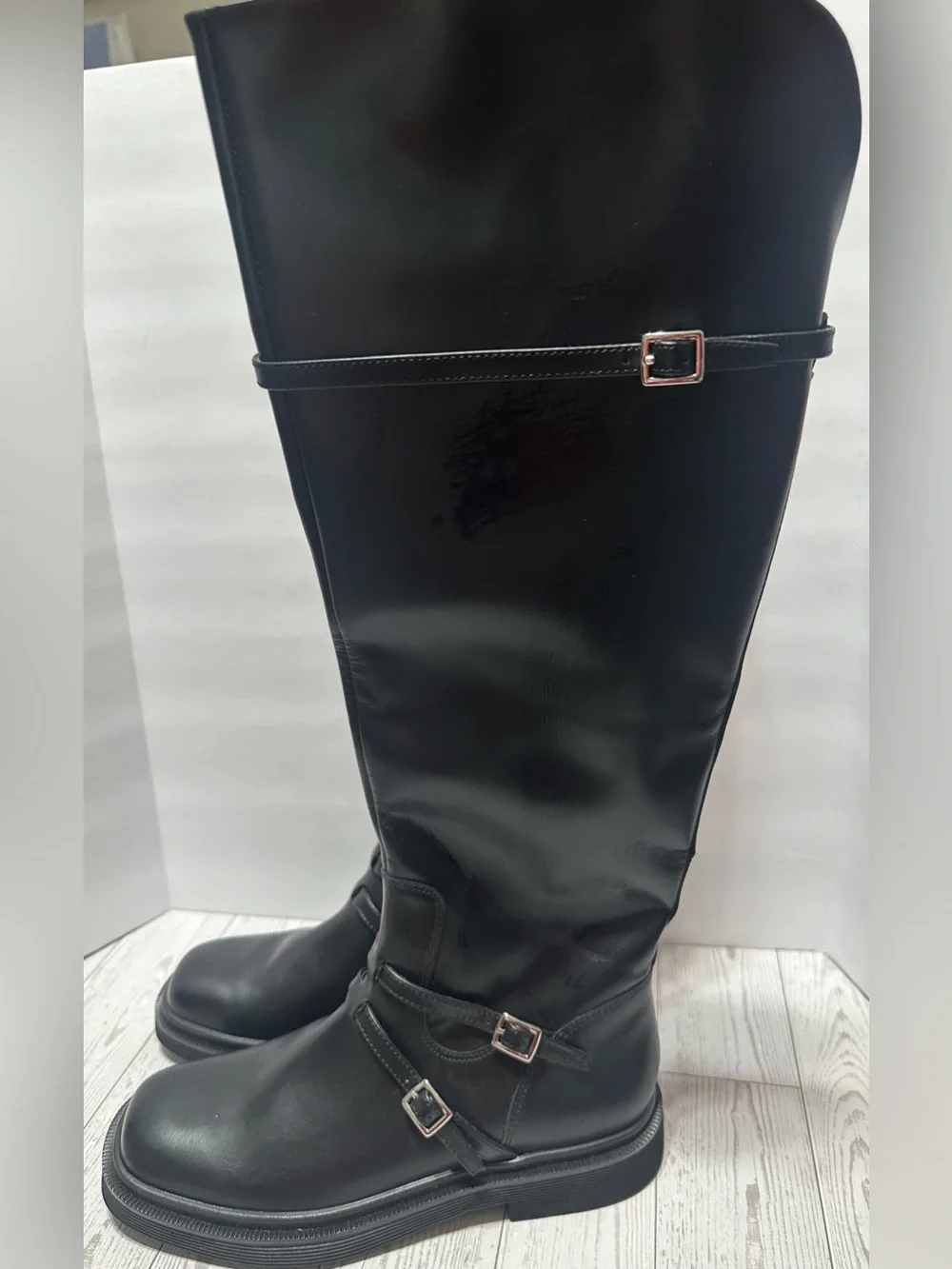 NWT - Sarto by Franco Sarto ‘Ainsley’ Leather Tall Riding Boots, Black, Sz 6